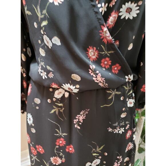 Lilian Women Black Floral Polyester Cold Shoulder Long Sleeve Long Maxi Dress 2X - Picture 3 of 13